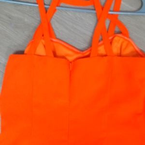 Charlotte Russe neon orange strappy mini dress